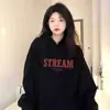 Sudadera con capucha para mujer, otoño/invierno, forrada de forro polar y engrosada, nuevo estilo 2026, popular prenda exterior azul oscuro, corte holgado y relajado
