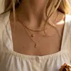 Collar de tres capas para mujer, cadena gruesa de eslabones tipo clip con diamante redondo y circón de gota de agua, cadena fina, collar de clavícula multicapa, lujo ligero y exquisito