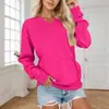 Moletom Feminino de Inverno Novo Estilo Europeu e Americano 2025 Amazon Bolso Pulôver Cor Sólida Decote V Solto Manga Longa