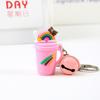 Llavero creativo de copa de helado para hombre y mujer, llavero para llave de coche, colgante para bolsa de pareja de estudiantes, accesorios de regalo