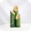 Jarrón ornamento de tubo de bambú verde fresco pequeño arte floral de bambú anillo de nudo de bambú decoración creativa para bodas arreglo contenedor de flores de tubo de bambú