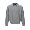 Cardigan de Tricô Canelado Azul Estilo Old Money para Homens, Camada Interna para o Trajeto Outono/Inverno, Jaqueta Suéter com Sensação Preguiçosa e Solta