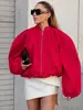 Nueva Chaqueta Casual de Moda Primavera/Verano 2026 con Mangas de Linterna, Cuello Alto y Diseño de Cremallera para el Mercado Europeo y Americano