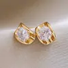 Pendientes Exquisitos de Zirconia Ovalados Estilo Coreano Aguja de Plata, Pendientes de Nicho de Gama Alta, Accesorios para Orejas Minimalistas de Moda y Únicos al por Mayor