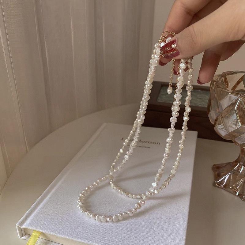 不规则巴洛克珍珠项链女百搭14k注金简约时尚天然淡水珍珠锁骨链