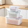Cesta de drenagem para geladeira de plástico de grau alimentício certificada FCM para uso transfronteiriço, caixa para conservação de alimentos frescos, caixa de armazenamento selada para congelamento de alimentos na cozinha