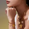 Azucarero Acero Inoxidable Grabado Corazón Grande Multi-Accesorio Gota de Aceite Collar Pulsera Conjunto de Joyería Popular Hip-Hop Europeo y Americano