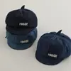 Boina Nueva para Niños de Mezclilla Letra Hello Gorra Octagonal Primavera y Otoño Cara Sonriente Gorra de Ala Corta para Niños y Niñas
