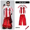 Roupas de Street Dance para Meninos Hip-Hop Outfits Modernos Infantis Marca de Moda Hip-Hop Roupa Infantil Roupa para Apresentação na Passarela de Couro Vermelho Brilhante para Meninos
