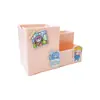 Soporte Multifuncional Móvil para Estudiante Soporte para Bolígrafos Parche de Dibujos Animados Color Puro Caja de Almacenamiento de Escritorio de Tres Compartimentos Soporte para Bolígrafos Simple de Oficina