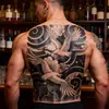 Pegatina de tatuaje semipermanente a base de hierbas para espalda completa, grullas dobles estilo japonés y nubes auspiciosas, impermeable y de larga duración, pegatina de tatuaje simulada con jugo de hierbas