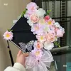 Chapéu DIY para Fotos de Formatura de Estudantes Universitários Presente Grampo de Cabelo com Flor Flor Acabada Fotos de Melhor Amigo Recém-Formado Presente para Namorada Preto