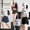 Pantalones de tiburón finos de verano, anti-exposición, seguros, de cintura alta, que aprietan el abdomen, levantan los glúteos, efecto adelgazante, parte inferior que no se enrolla, de color contrastante, para que las mujeres los usen al aire libre