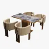 Conjunto de Mesa e Cadeiras para Restaurante de Exportação de Comércio Exterior, Mesa de Jantar Comercial de Ardósia Temática para Restaurante Ocidental, Cadeiras de Restaurante de Hotel de Luxo