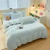 Conjunto de 4 Peças Jacquard Anti-estático Classe A Lã Leite Aconchegante Espesso Cobertor de Coral Fleece Adicionado Lã Inverno Roupa de Cama 4