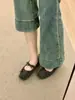 Sapatos Mary Jane Femininos Vermelhos de Camurça com Bico Quadrado Retro e Salto Interno, Estilo Coreano Autonal, Estilo Ballet