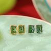 Yuebao Jewelry S925 prata esterlina banhado a ouro jade Hetian jaspe vintage maré nacional esmalte bambu folha de bambu brincos de pino de prata quadrados
