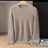 Nova camisa base de tricô de cashmere para outono e inverno, moda para o dia a dia e trabalho, gola redonda lisa, camada interna simples para homens de negócios
