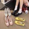 Sapatos Bailarinas Retrô Estilo Coreano Femininos 2025 Primavera Novos Casuais Sapatos Mary Jane com Velcro