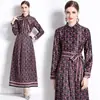 Tiro real en stock - Vestido estampado de moda europea y americana, Joker, posicionamiento adelgazante de cintura