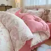 Conjunto de cama simples de algodão puro de quatro peças, lençol de algodão estilo fresco novo, capa de edredom, protetor de colchão, conjunto de três peças para dormitório