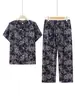 Ropa de verano para mujeres de mediana edad y mayores, traje de algodón y seda de manga corta para la abuela, camiseta de algodón artificial para mamá, pijama de cárdigan para ancianos