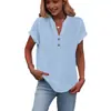 Camisa de Verano para Mujer de Color Sólido con Cuello Alto, Botones y Manga Corta, Estilo Europeo y Americano, 2026