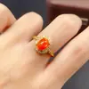 Anillo de Ópalo de Fuego Natural Transfronterizo de Amazon Plata S925 Piedra Principal 6*8 Joyería de Lujo Venta Directa de Fábrica