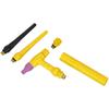 Accesorios para Soldadura por Arco de Argón Cabezal de Pistola Longitud Total Pistola Larga Tapa Trasera Qq150A Amarillo Cabezal de Pistola de Soldadura Tapa Larga a Presión Tapa Trasera Corta Clip para Aguja de Tungsteno Boquilla de Porcelana
