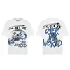 Saint Vintage Streetwear Americano Camiseta Holgada Vtg de Manga Corta para Hombre Camiseta Estampada Letra Retrato Camiseta Street
