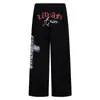Pantalones Deportivos Retro Americanos con Estampado de Letras y Cordón para Hombres y Mujeres en Otoño e Invierno, Pantalones Sueltos y Relajados de Longitud Completa