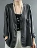 Jaqueta Cardigan Estilo Linho Japonês Feminina Solta Tamanho Grande Fina Camada Externa Top de Algodão e Linho Casual Versátil Três Botões