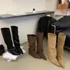 Primer Encuentro Jimeilade Botas de Caña Alta Puntiagudas para Mujer Otoño/Invierno 2026 Gamuza Pantorrilla Ancha Ocultando Carne Adelgazantes Botas de Moda