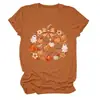 Amazon eBay sitio independiente moda personalizada mujer cuadros estampado leopardo lazo calabaza cuello redondo manga corta camiseta