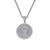 Hip-Hop Europeo y Americano Colgante Pequeño Puño de Cobre Regalo Cumpleaños Redondo Marca Collar ins Pareja Apilado Cobre Completo Circonio Collar