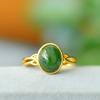 Anillo de moda de jade Hetian con incrustaciones de cobre, superficie de anillo de lingote de oro, anillo de jade, anillo, suministro en vivo