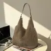 Bolso mullido para mujer, nueva moda 2026, de un solo hombro, cruzado y estilo tote, lindo y cálido