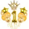 Set de Globos Digitales de Corona Transfronterizos en Varias Formas para Decoración Temática de Fiesta de Primer Cumpleaños Infantil Globos de Papel de Aluminio