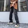 Jeans de hombre de estilo retro americano transfronterizo, corte holgado, lavados, con cremalleras laterales, vibra de moda, pantalones vaqueros largos únicos y modernos