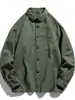 Camisa de manga larga de color liso, corte holgado, estilo japonés, para primavera y otoño, chaqueta casual versátil, simple y elegante, moderna