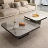 Mesa de Centro Pequeña de Lujo Ligero de Losa de Roca Cuadrada Estilo Italiano Minimalista Ecológico para Apartamento Pequeño Sala de Estar Eo