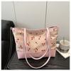 2025 Nuevo Estilo Pequeño Fresco Estampado Gran Capacidad para Mujer Pana Textura de Moda Bolso Tote de Hombro de Moda para el Trabajo y los Viajes para Mujer