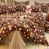 Colcha Acolchada Estilo Fresco de Lana de Leche de Peso Elevado Juego de Cuatro Piezas Invierno Espesado Cálido Coral Fleece Juego de Tres Piezas 4