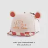 Chapéu Infantil de Desenho Animado com Aba Macia Transfronteiriço Fofo Urso Xadrez Chapéu de Proteção Solar para Bebê Menina Chapéu de Bico Respirável para Crianças ao Ar Livre