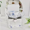 Conjunto de Xícara e Pires em Porcelana Óssea Azul e Branco Estilo Nórdico Tangcao, Xícara de Café em Porcelana Óssea para Casa, Presente Corporativo, Fornecimento Direto da Fábrica de Origem