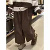 Pantalones Retro de Pana con Forma de Pera que Cubren la Cadera para Mujer en Otoño e Invierno Forrados de Polar Talla Grande Sueltos de Pierna Ancha Pantalones de Nueve Puntos para Personas Bajas