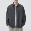 Chaqueta tipo camisa retro americana de imitación de mezclilla Tencel para hombre, tendencia otoño 2026, holgada, de manga larga, casual, para el trabajo