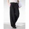 Pantalones Casuales de Estilo Old Money para Hombre, de Caída Suelta para Primavera y Verano, Pierna Recta Holgada con Cintura Ajustable, Pantalones de Trabajo Vintage de Color Sólido