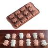 Venda Direta da Fábrica Molde de Silicone para Doces de Chocolate Robô com Expressões de Desenho Animado 12 Peças Decoração de Sobremesa Artesanal para Crianças