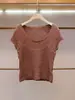 Shenzhen Nanyou Roupas Femininas de Alta Qualidade Verão Novo Estilo Francês Design Chique Crochê Vazado Manga Curta Malha Top